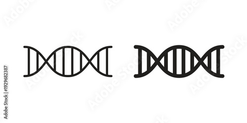 DNA icons vector glyph and thin line. Black icons