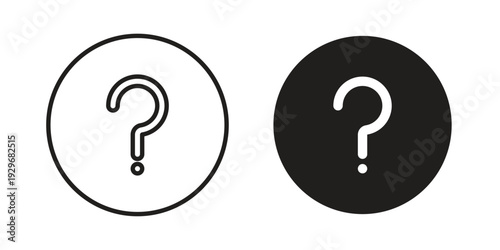 Doubts button icons vector glyph and thin line. Black icons