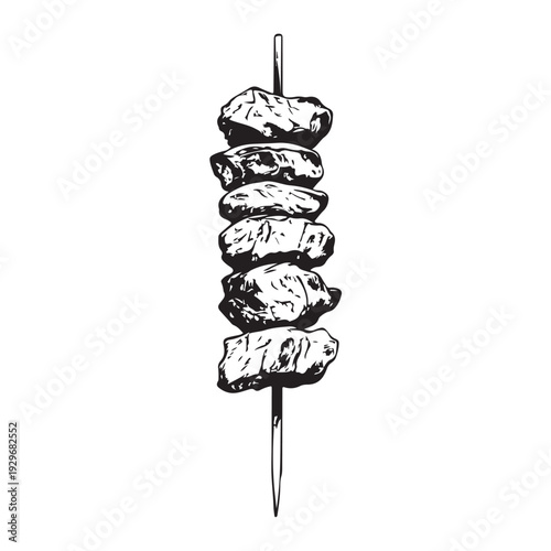 Shish kebab skewer icon silhouette  