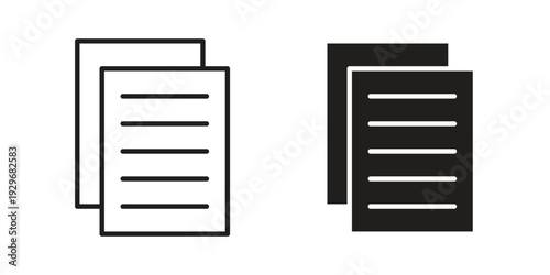 Duplicate icons vector glyph and thin line. Black icons