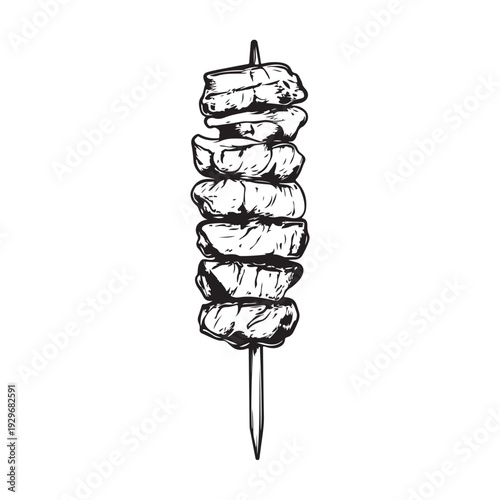 Shish kebab skewer icon silhouette  
