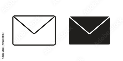 Email icons vector glyph and thin line. Black icons