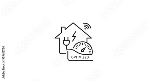 Smart home energy optimization and management icon with Wi-Fi signal on isolated white background