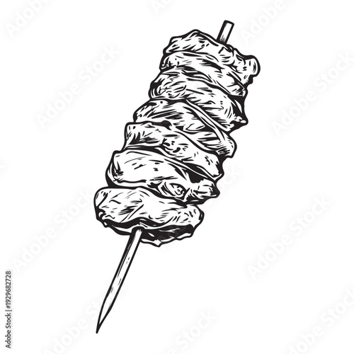 Shish kebab skewer icon silhouette  