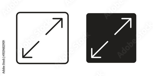 Expand icons vector glyph and thin line. Black icons