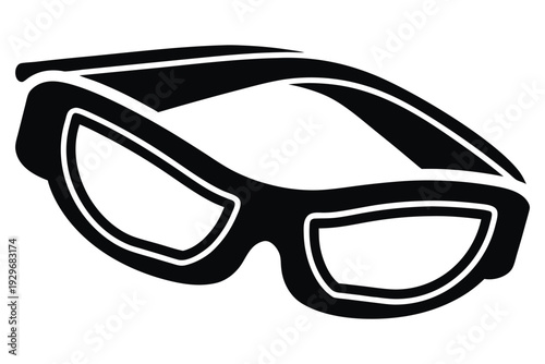 PPE protective gear eye protection Black and white minimalist sunglasses with thick frame and sleek eyewear