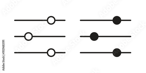 Filter Control icons vector glyph and thin line. Black icons