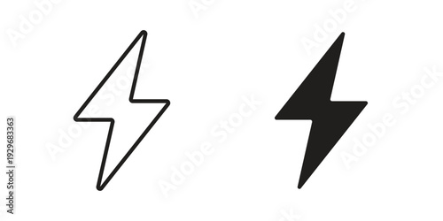 Flash icons vector glyph and thin line. Black icons