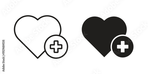 Health care icons vector glyph and thin line. Black icons