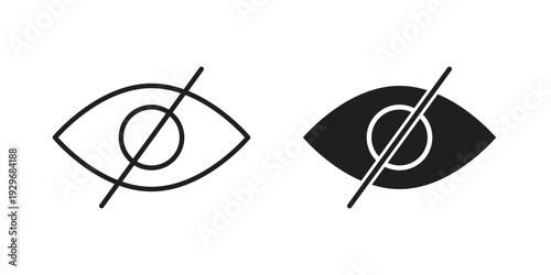 Hide icons vector glyph and thin line. Black icons