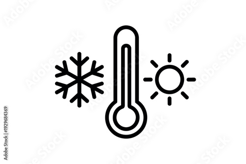 Weather Temperature Icon with Snowflake and Sun Symbols