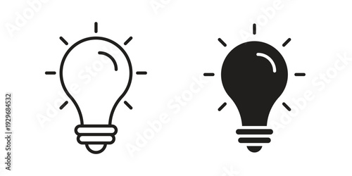 Idea icons vector glyph and thin line. Black icons