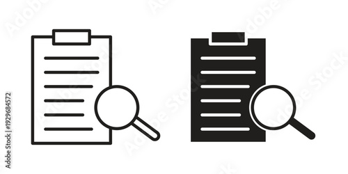 Inspection icons vector glyph and thin line. Black icons
