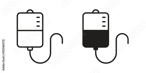 IV bag icons vector glyph and thin line. Black icons