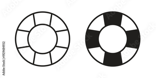 Life buoy icons vector glyph and thin line. Black icons