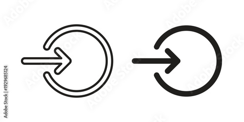 Log in icons vector glyph and thin line. Black icons