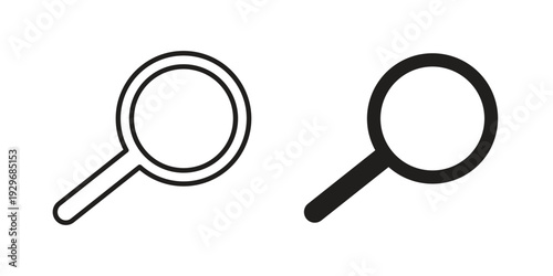 Loupe icons vector glyph and thin line. Black icons