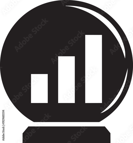 Crystal ball showing a bar graph inside, representing future financial forecast, business prediction, or market insight.