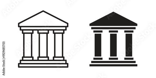 Museum icons vector glyph and thin line. Black icons