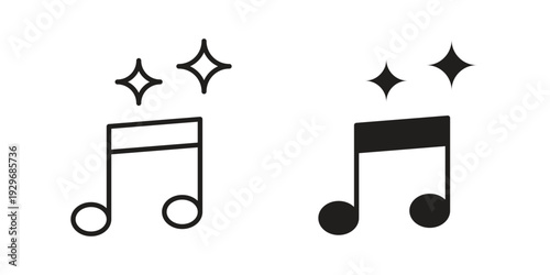 Music icons vector glyph and thin line. Black icons