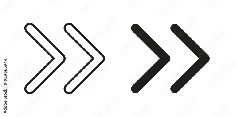 Obraz premium Next arrow icons vector glyph and thin line. Black icons