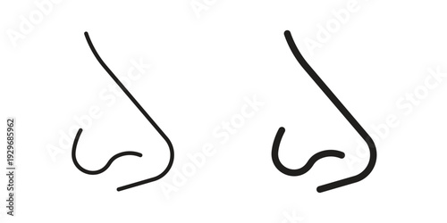 Nose icons vector glyph and thin line. Black icons