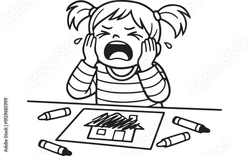 Crying Child Drawing – Kids Emotion Illustration