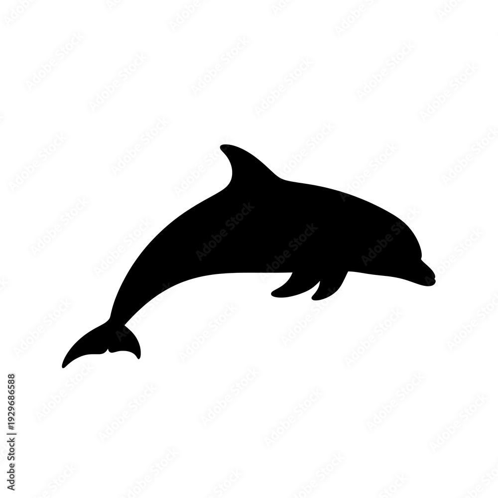 Fototapeta premium Black silhouette of a dolphin swimming.