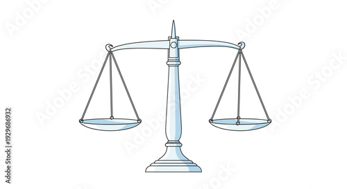 Traditional balance scale symbol of justice and legal equality isolated on a plain white background for various designs.