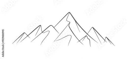 Minimalist style of a mountain range peak summit ridge
