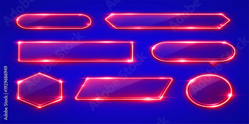 Bright glowing neon sign light illuminates the dark night as a colorful LED party symbol in a sleek black design