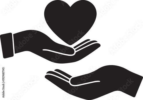 Two Hands Holding a Heart Icon Representing Love, Care, Compassion, Charity, Emotional Support, and Shared Feelings