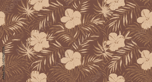 Tropical Palm tree Leaves Seamless Pattern Design. flowers print pattern artwork. Vintage retro print design. leaves print artwork.