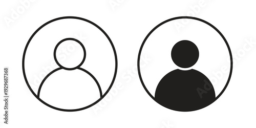 Profile icons vector glyph and thin line. Black icons