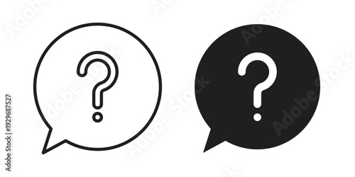 Question icons vector glyph and thin line. Black icons