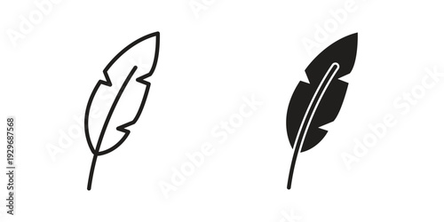 Quill icons vector glyph and thin line. Black icons