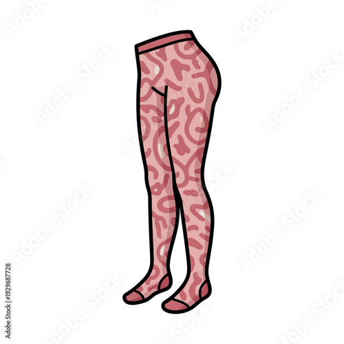 Woman wearing pink leopard print tights and high heels