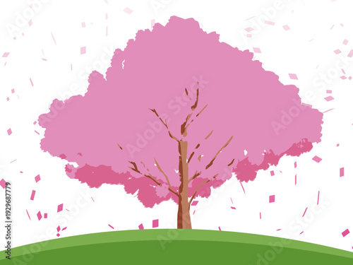 背景, カラフル, 木, 桜, 植物, 自然, ベクター, とぶ, イラスト, ブランチ, 葉, 