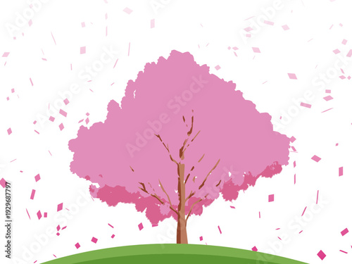 背景, カラフル, 木, 桜, 植物, 自然, ベクター, とぶ, イラスト, ブランチ, 葉, 