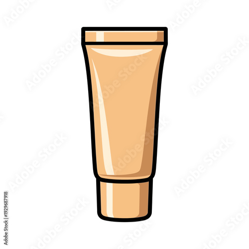Cartoon illustration of peach colored cosmetic tube