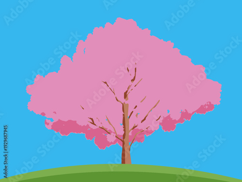 背景, カラフル, 木, 桜, 植物, 自然, ベクター, とぶ, イラスト, ブランチ, 葉, 