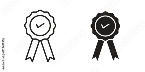 Rosette stamp icons vector glyph and thin line. Black icons