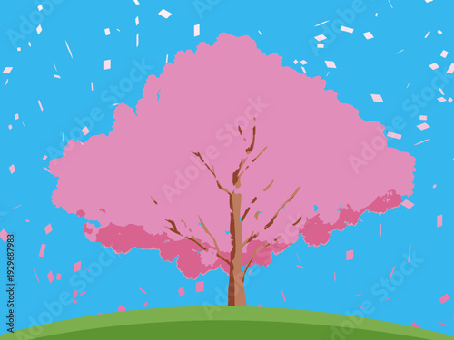 背景, カラフル, 木, 桜, 植物, 自然, ベクター, とぶ, イラスト, ブランチ, 葉, 