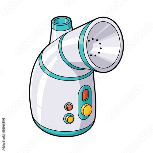 Steam cleaner device with adjustable nozzle and control buttons in neutral tones