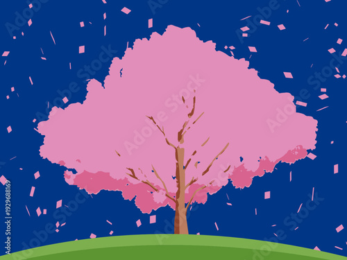 背景, カラフル, 木, 桜, 植物, 自然, ベクター, とぶ, イラスト, ブランチ, 葉, 