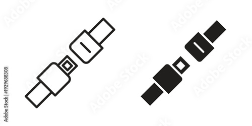 Seat Belt icons vector glyph and thin line. Black icons