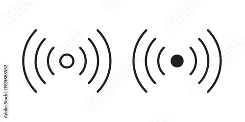 Signal icons vector glyph and thin line. Black icons