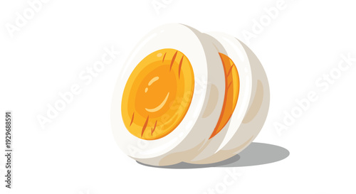 Sliced hard boiled egg showing the yellow yolk and white protein layers in a clean graphic illustration for food themes.