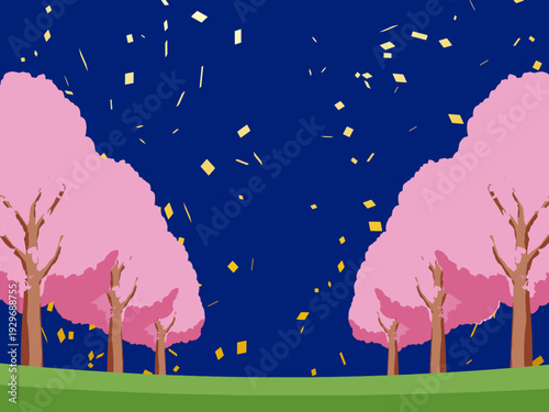 背景, カラフル, 木, 桜, 植物, 自然, ベクター, とぶ, イラスト, ブランチ, 葉, 