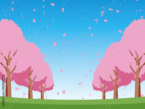 背景, カラフル, 木, 桜, 植物, 自然, ベクター, とぶ, イラスト, ブランチ, 葉, 